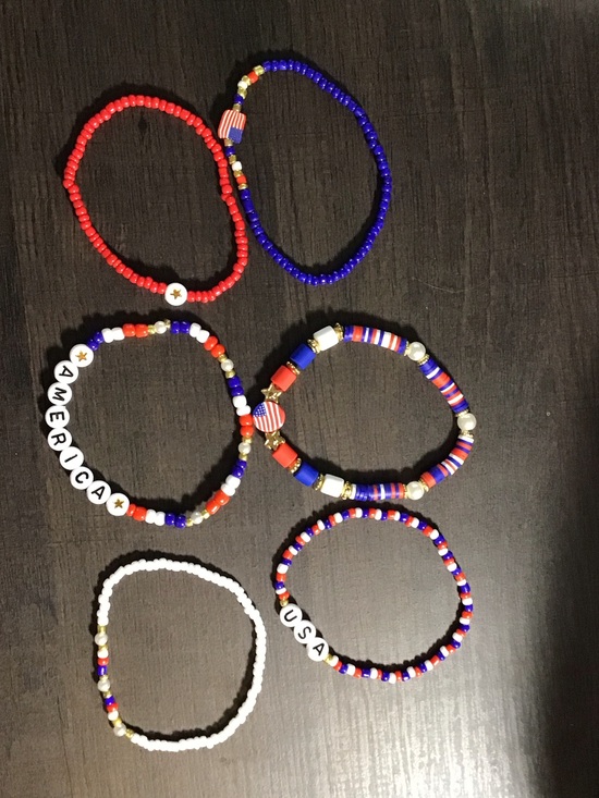Jewelry - Patriotic Red White Blue Beaded Bracelet Set